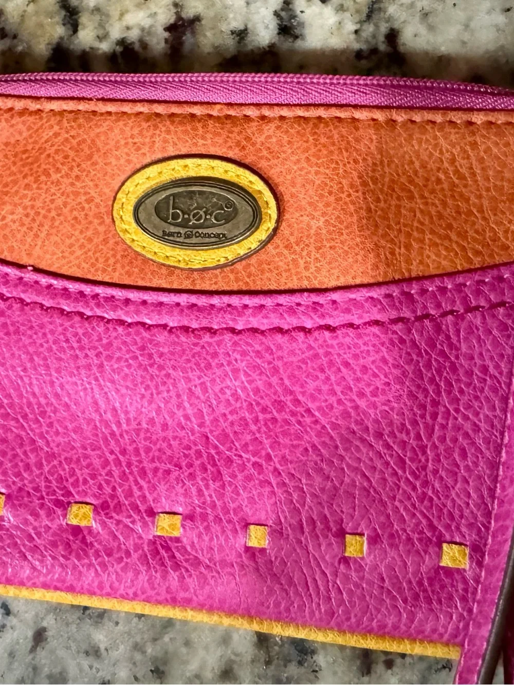 boc Two-Tone Pink and Orange Wristlet Clutch